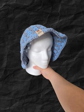 Handmade Light Blue Crochet Bucket Hat